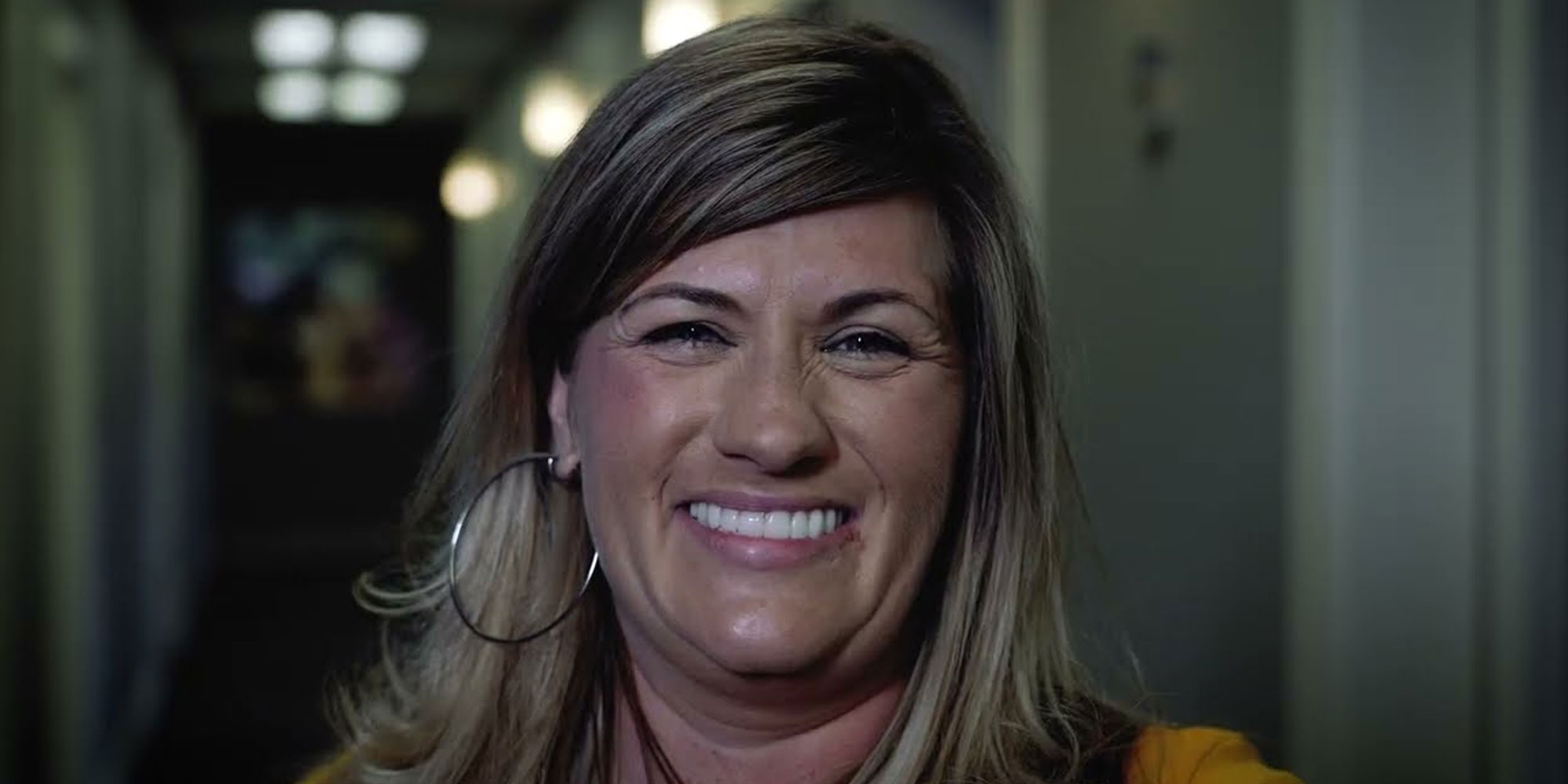 Rachel, a patient, smiling